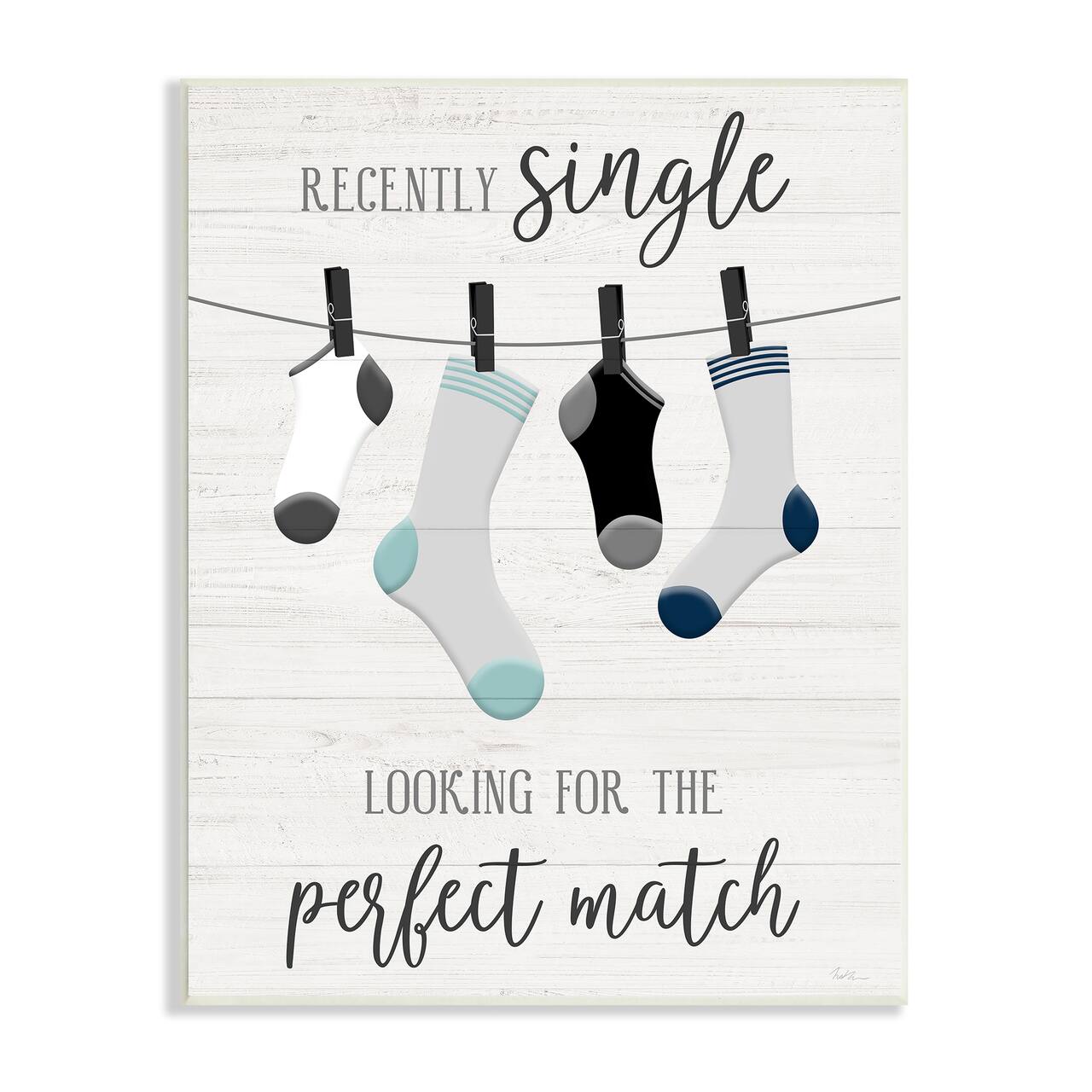 Stupell Industries Recently Single For Perfect Match Laundry Sock Sign Wall Plaque